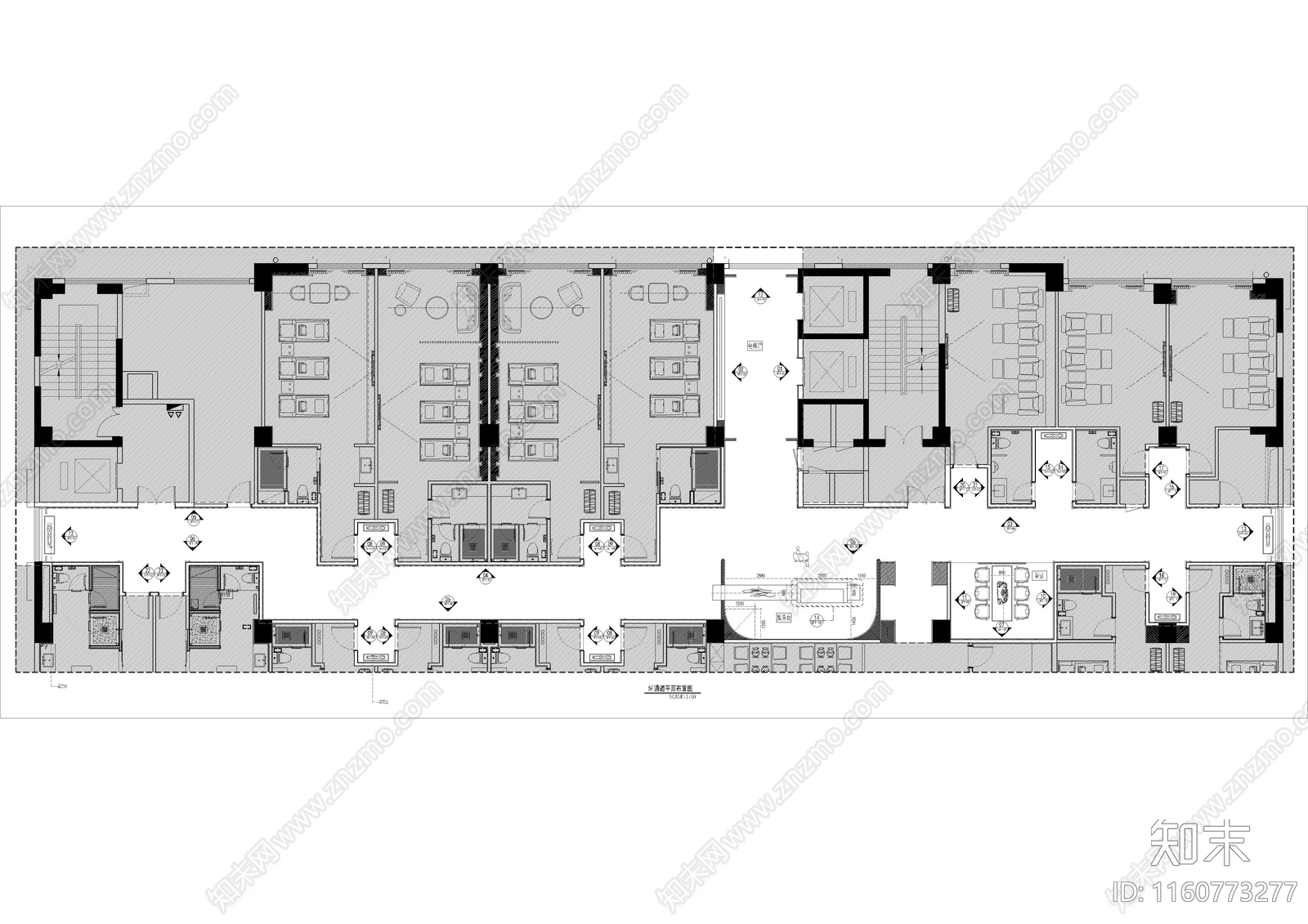 酒店公区过道cad施工图下载【ID:1160773277】