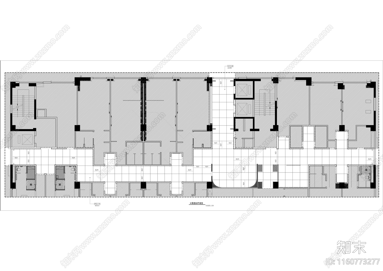 酒店公区过道cad施工图下载【ID:1160773277】