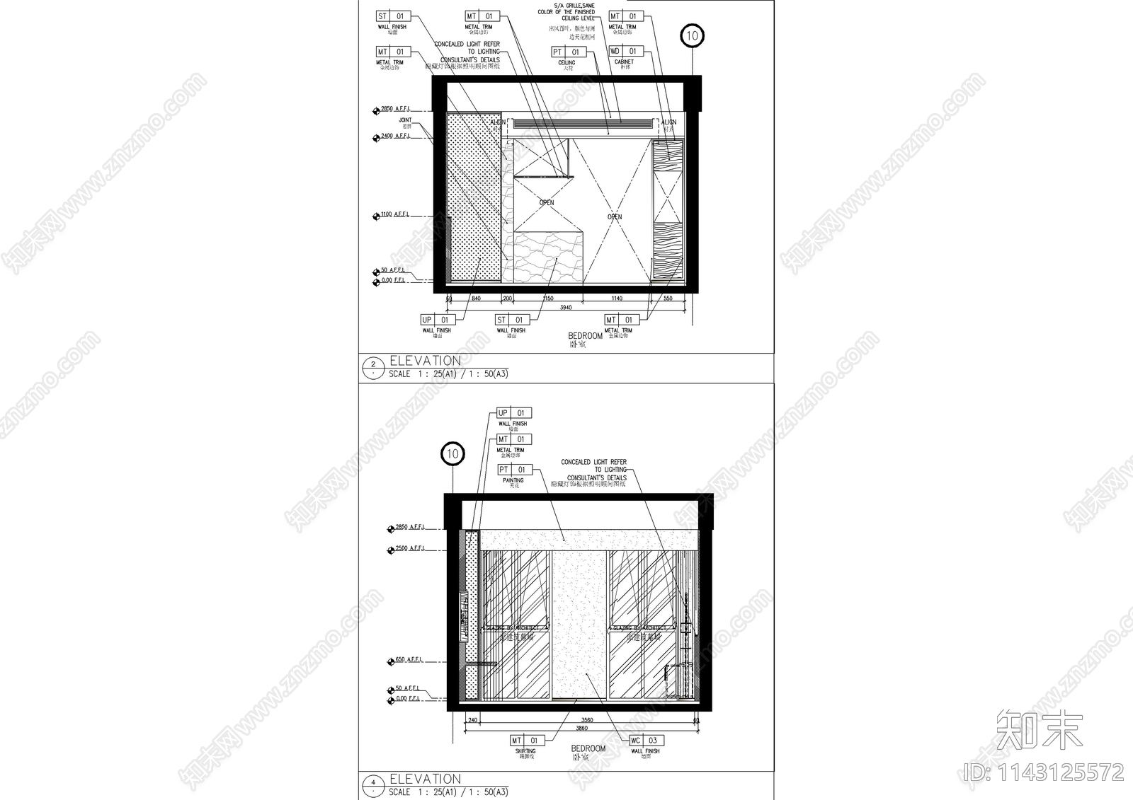 五星级酒店客房装修cad施工图下载【ID:1143125572】
