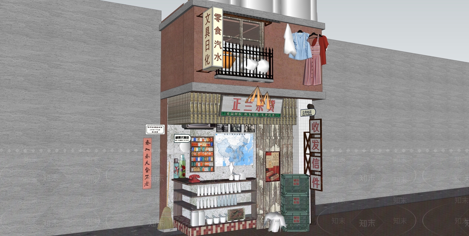 现代复古杂货店SU模型下载【ID:1143130605】