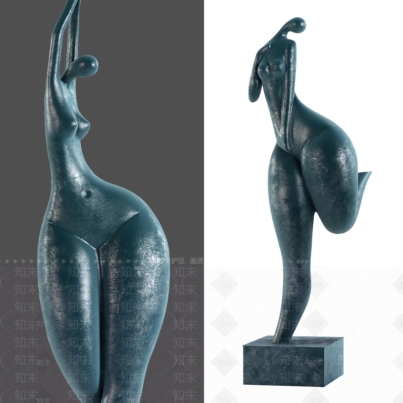 现代青铜人物雕塑SU模型下载【ID:1143132867】