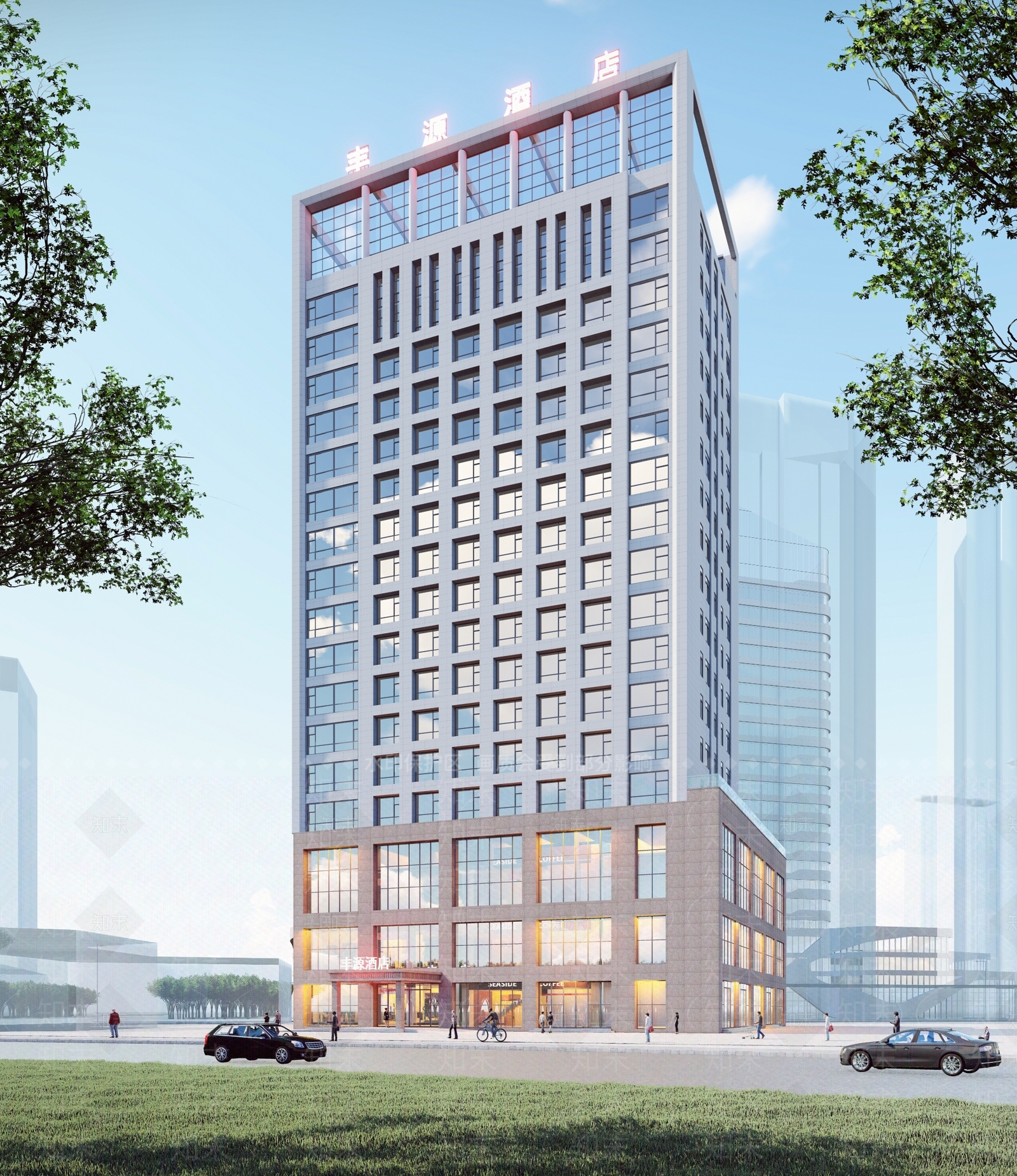 现代酒店建筑SU模型下载【ID:1143133550】