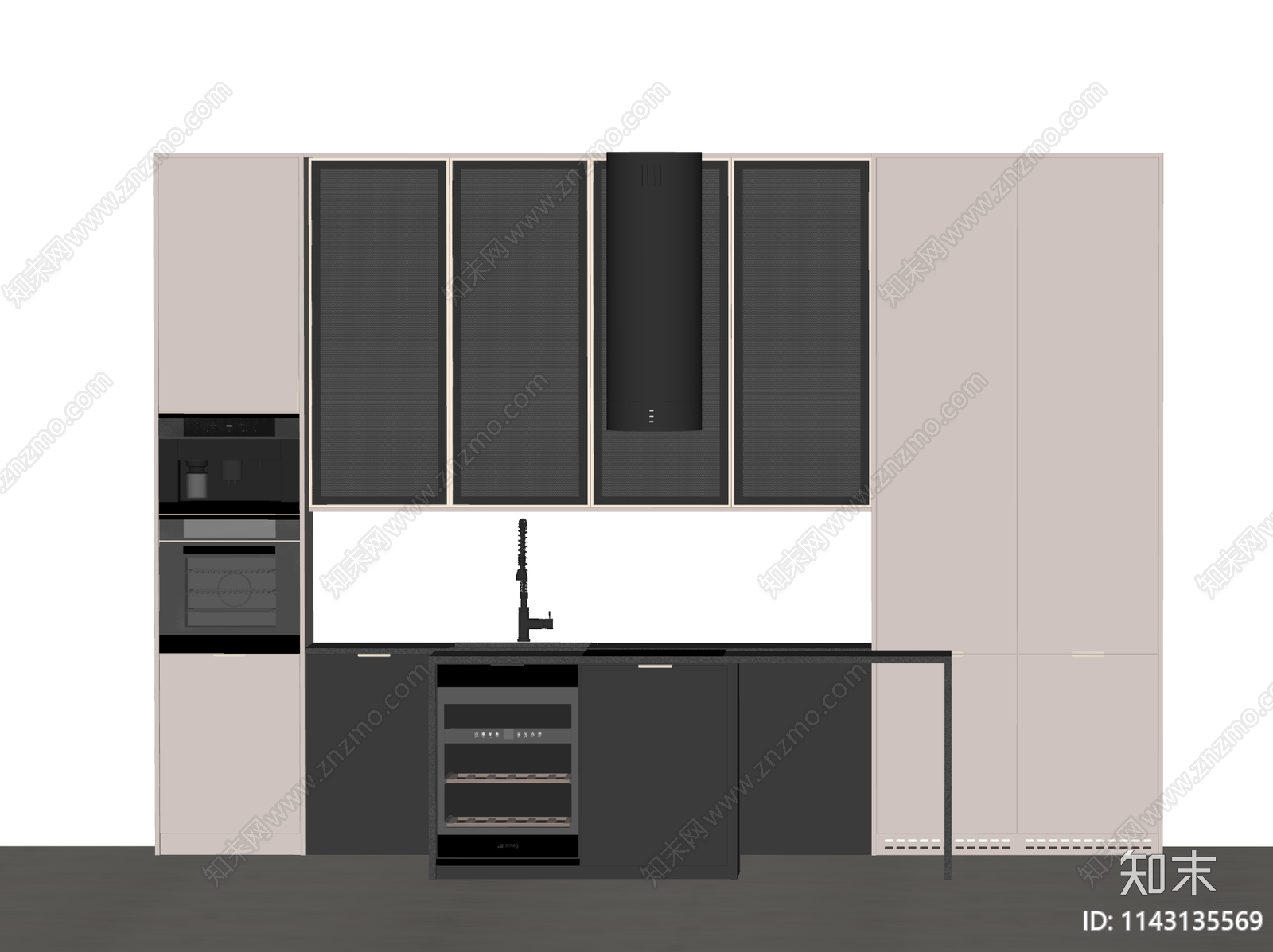 现代开放式厨房SU模型下载【ID:1143135569】