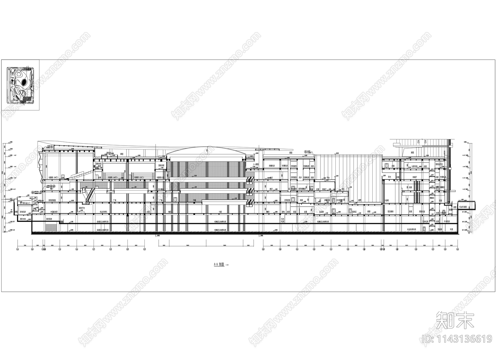 超高层现代风商业综合体建筑cad施工图下载【ID:1143136619】