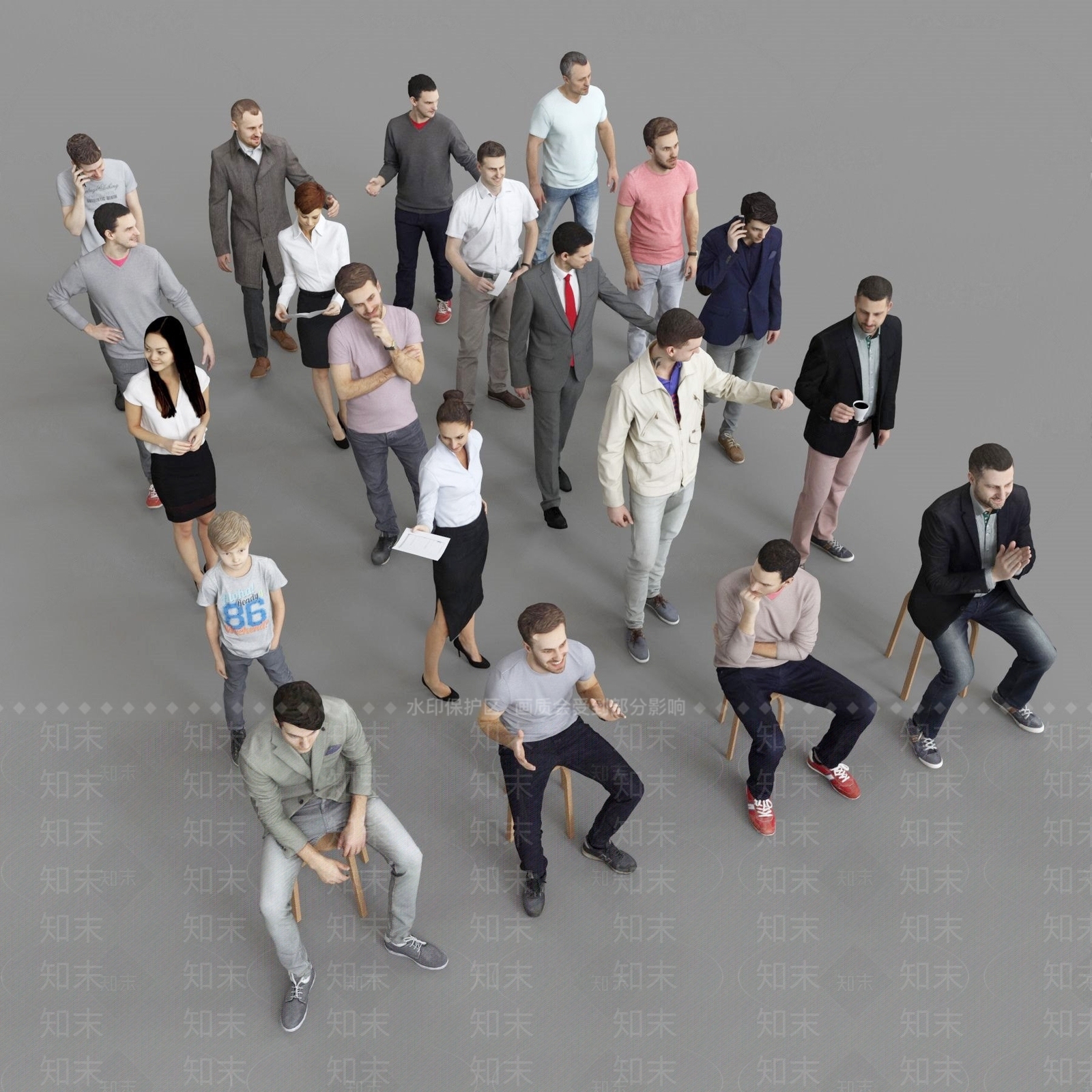 多人人物组合SU模型下载【ID:1143140373】