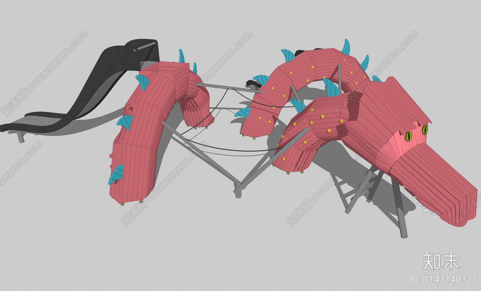 怪物造型户外滑梯SU模型下载【ID:1143140325】