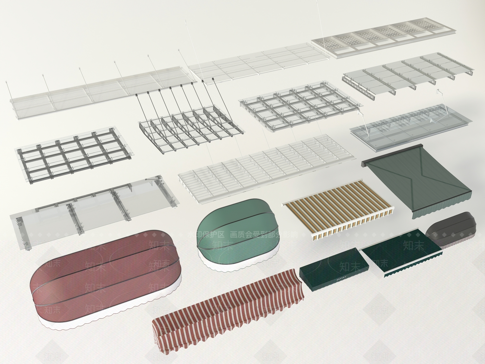 玻璃雨棚3D模型下载【ID:1143144105】