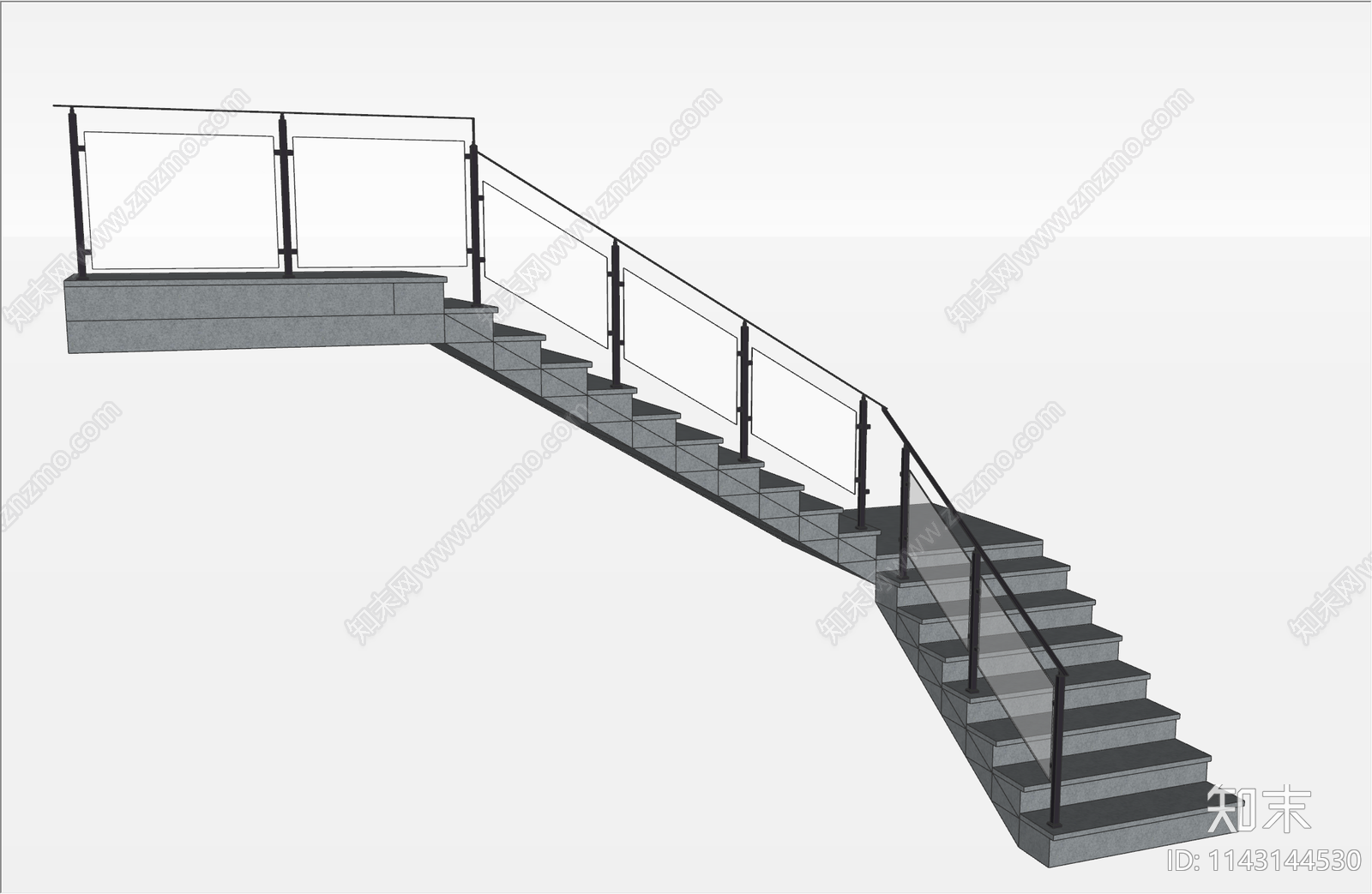 现代扶手楼梯SU模型下载【ID:1143144530】