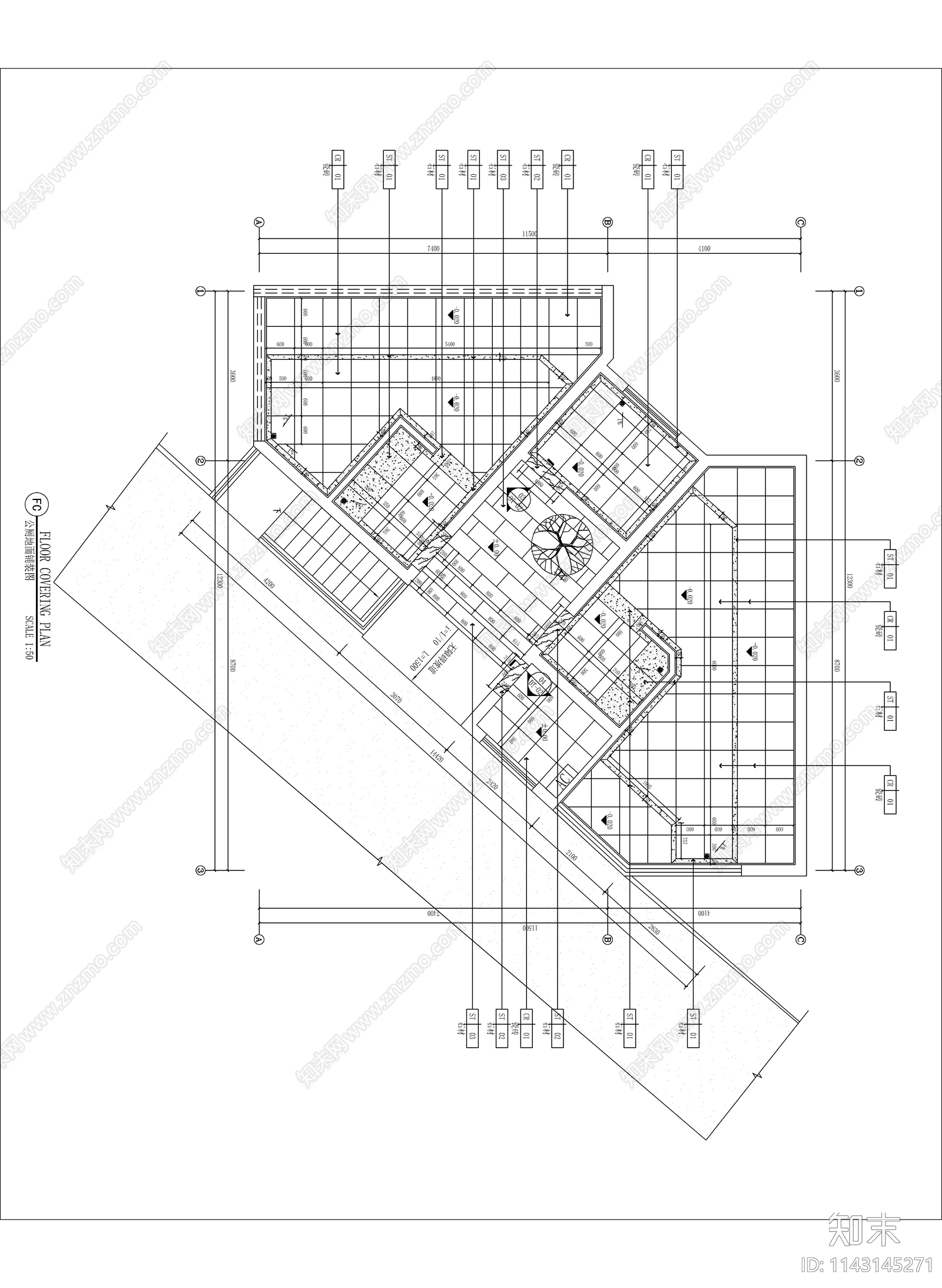 公厕公共卫生间cad施工图下载【ID:1143145271】