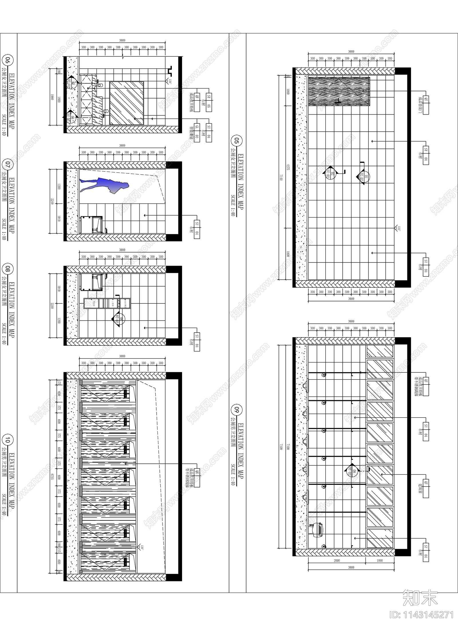 公厕公共卫生间cad施工图下载【ID:1143145271】