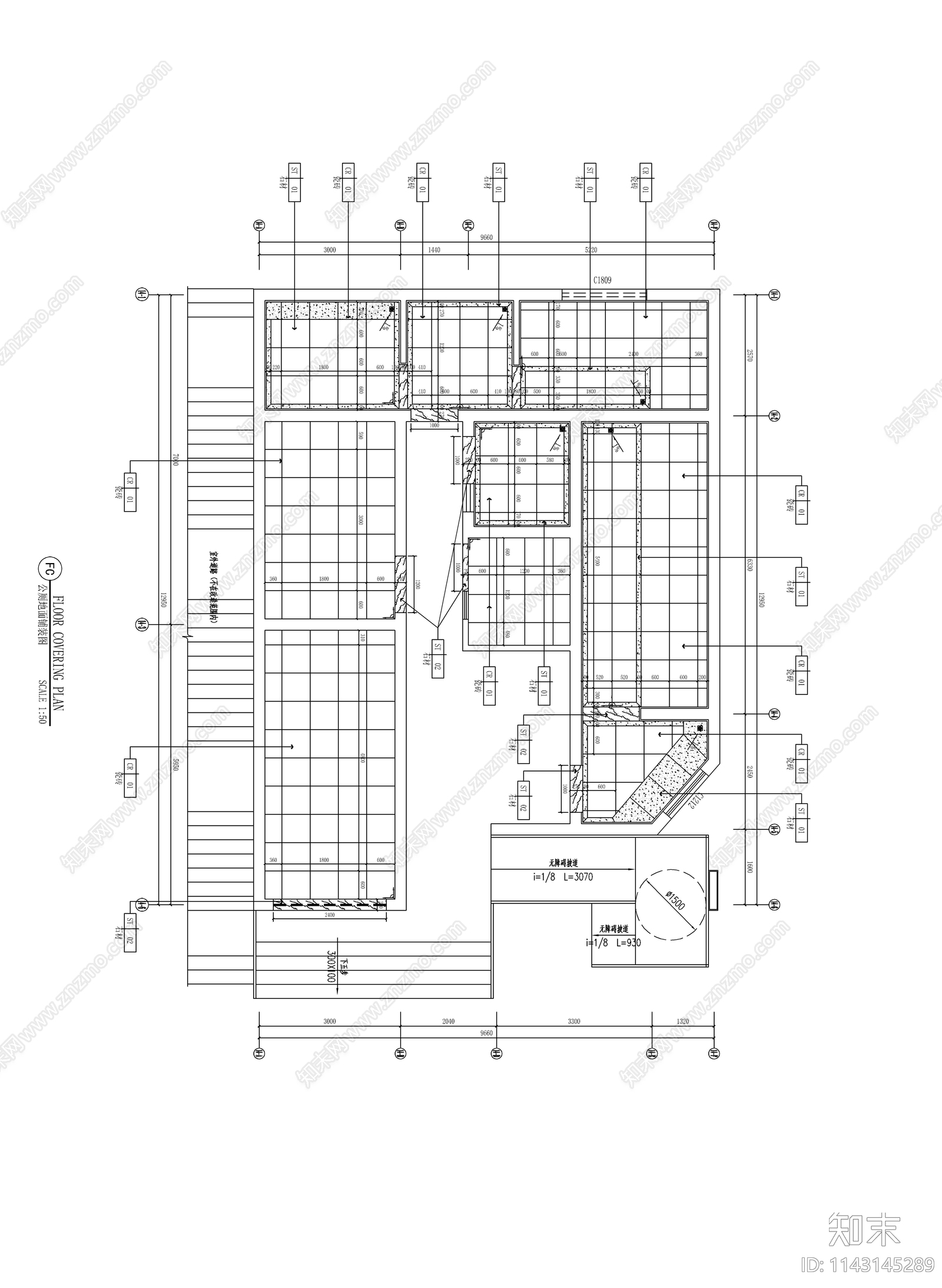 公厕公共卫生间cad施工图下载【ID:1143145289】