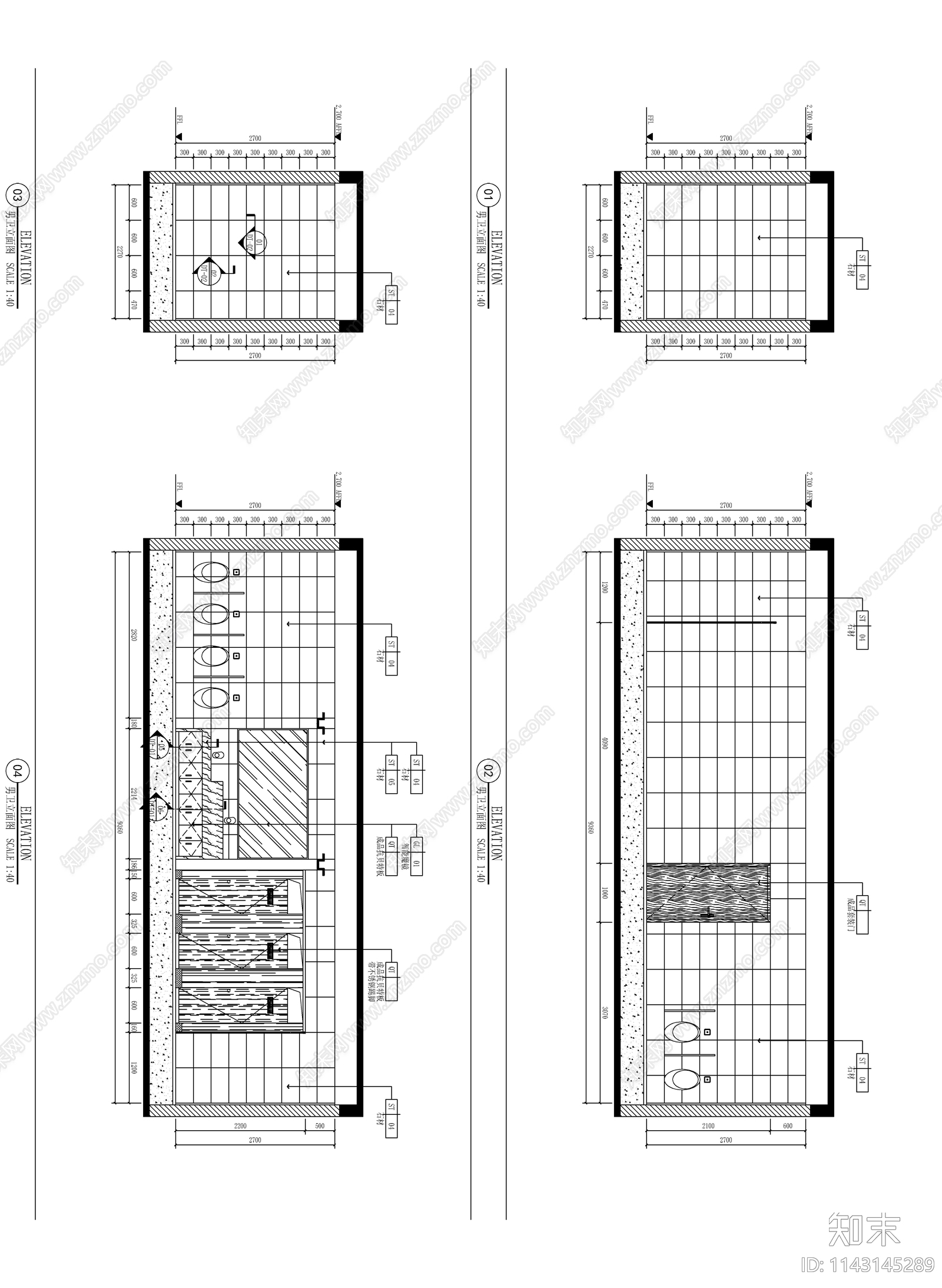 公厕公共卫生间cad施工图下载【ID:1143145289】