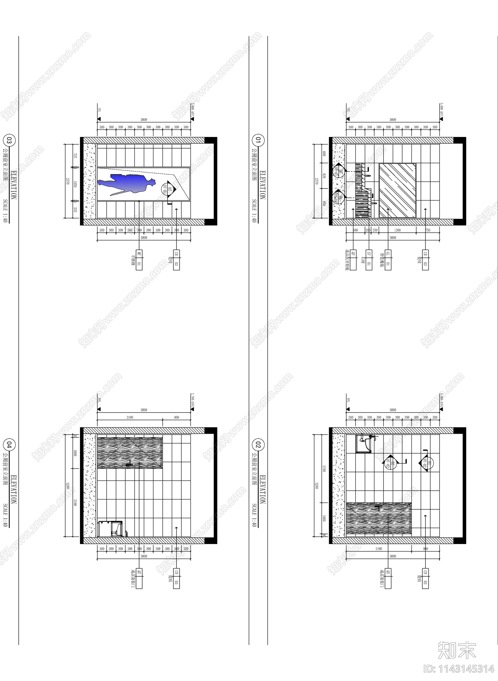 公厕公共卫生间cad施工图下载【ID:1143145314】