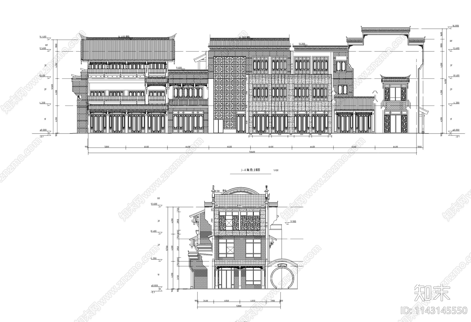 中式仿古建筑石材玻璃幕墙深化施工图下载【ID:1143145550】