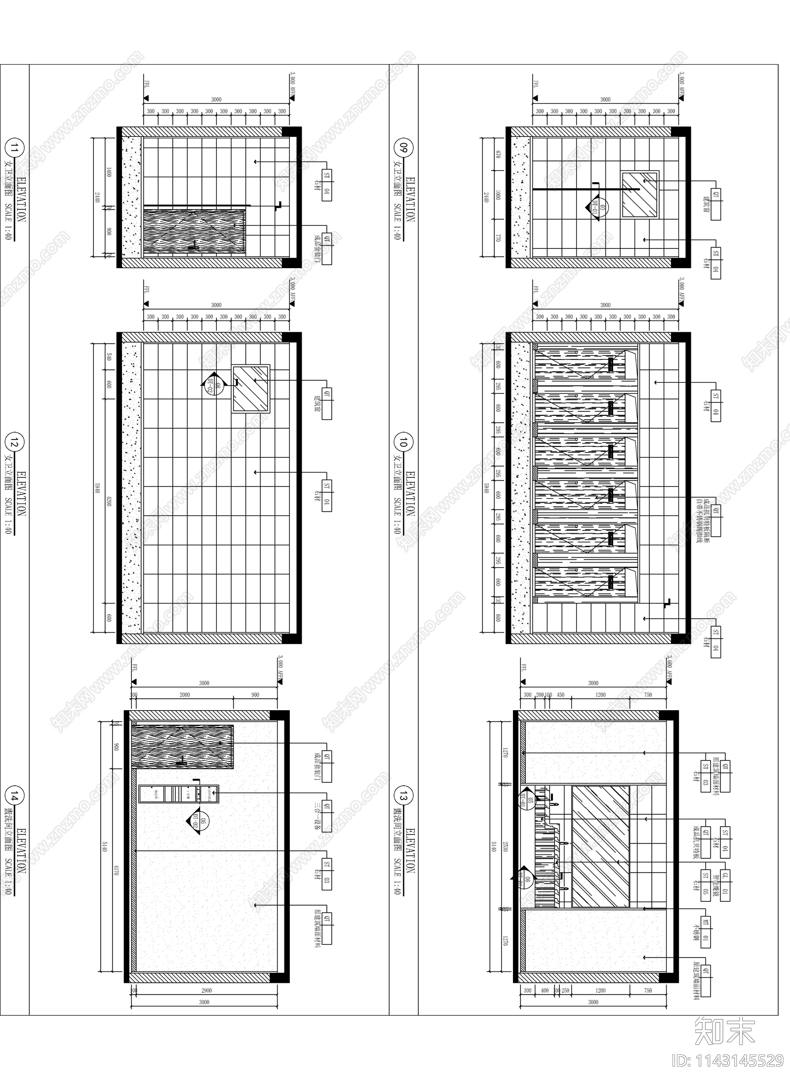 公厕公共卫生间cad施工图下载【ID:1143145529】