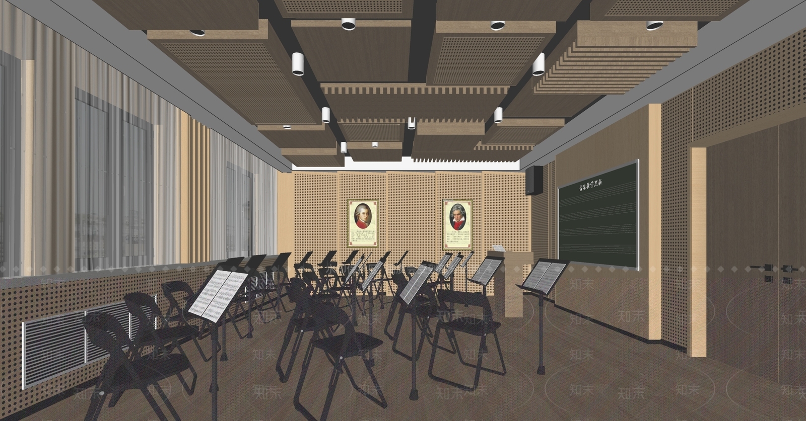 现代音乐教室SU模型下载【ID:1143145834】