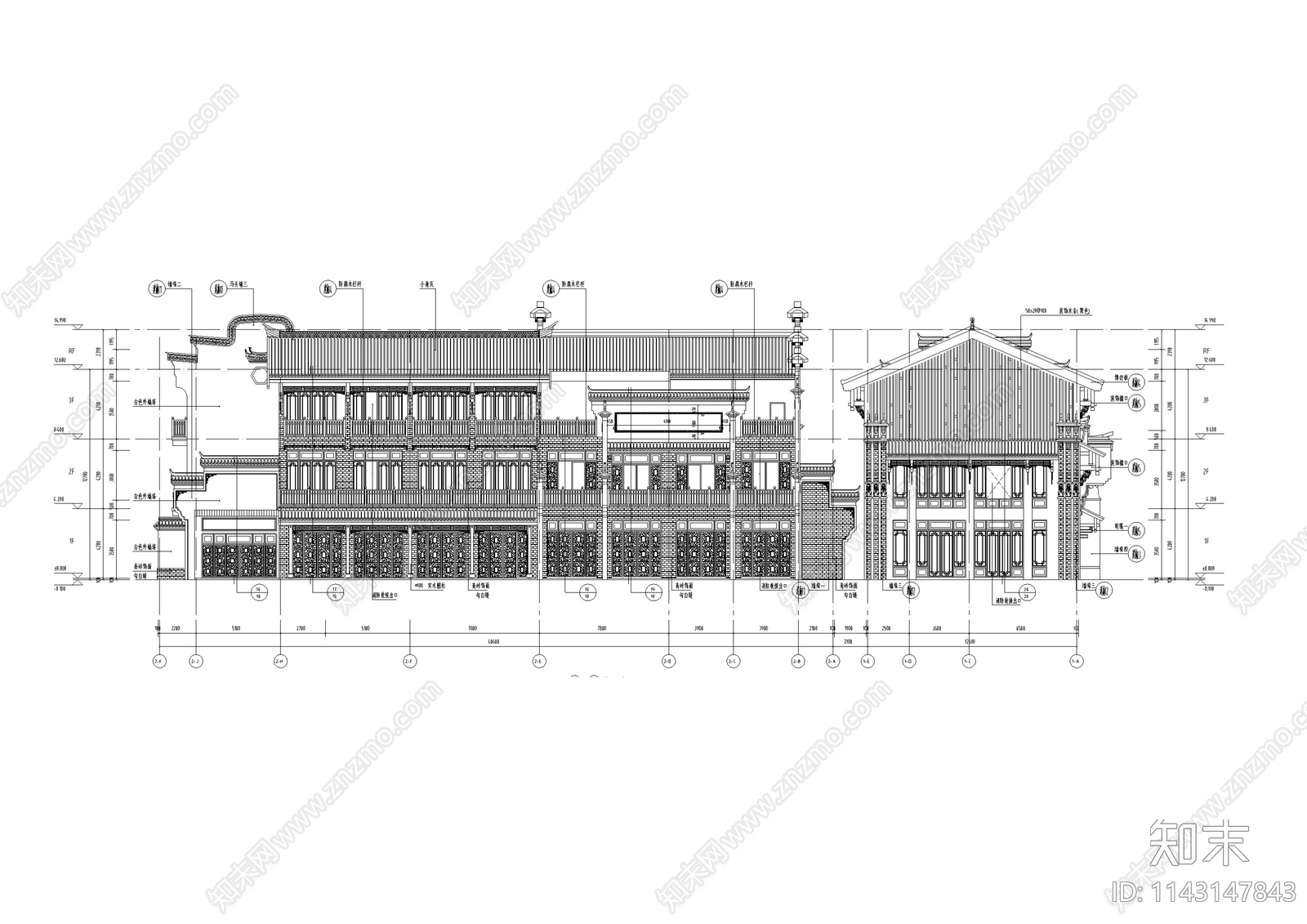 仿古街区古建深化施工图下载【ID:1143147843】