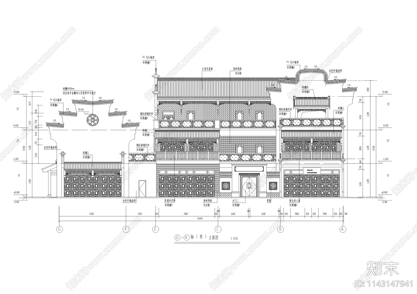 仿古街区古建深化cad施工图下载【ID:1143147941】