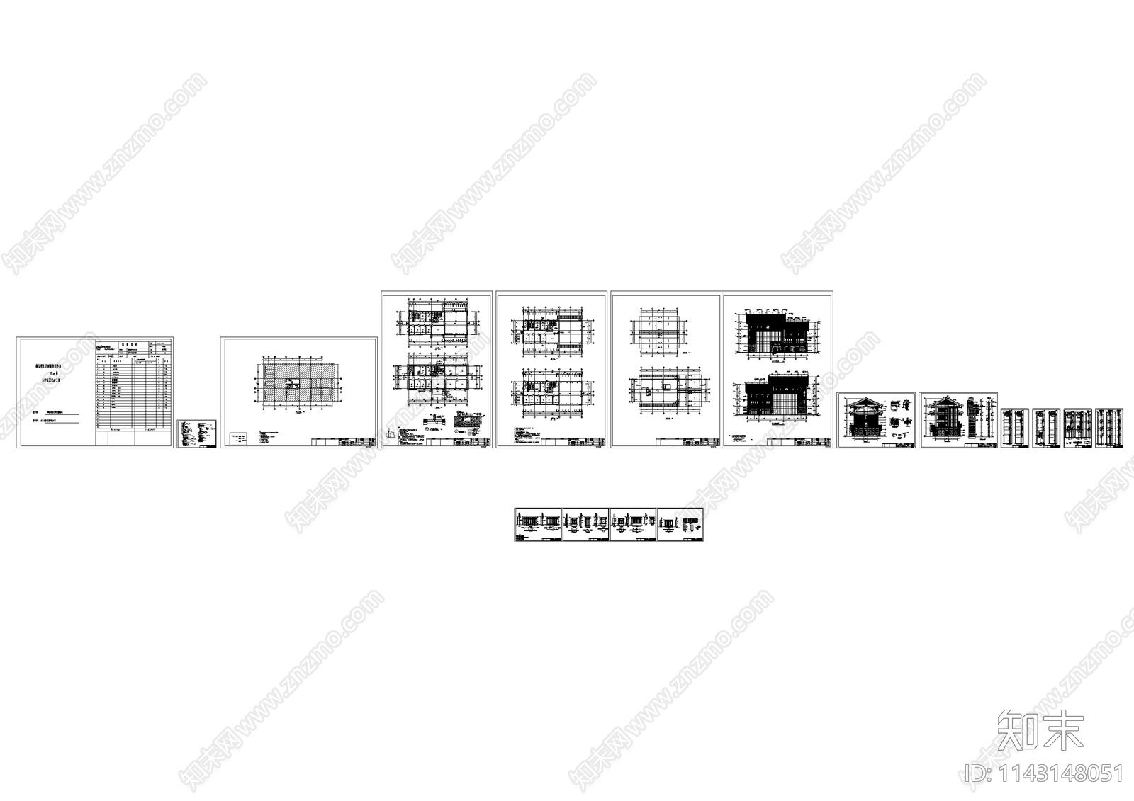 仿古街区古建深化cad施工图下载【ID:1143148051】