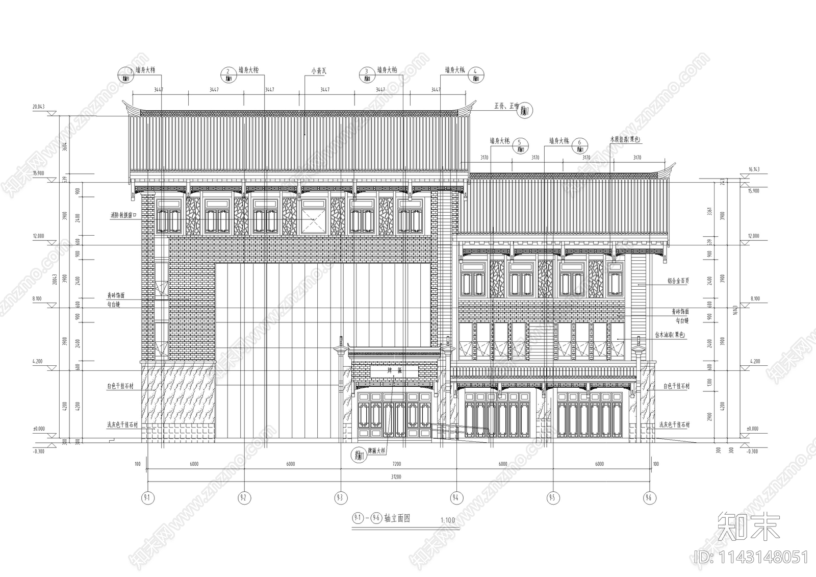 仿古街区古建深化cad施工图下载【ID:1143148051】