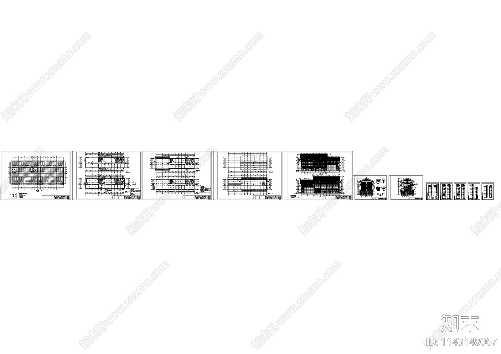 仿古街区古建深化cad施工图下载【ID:1143148067】