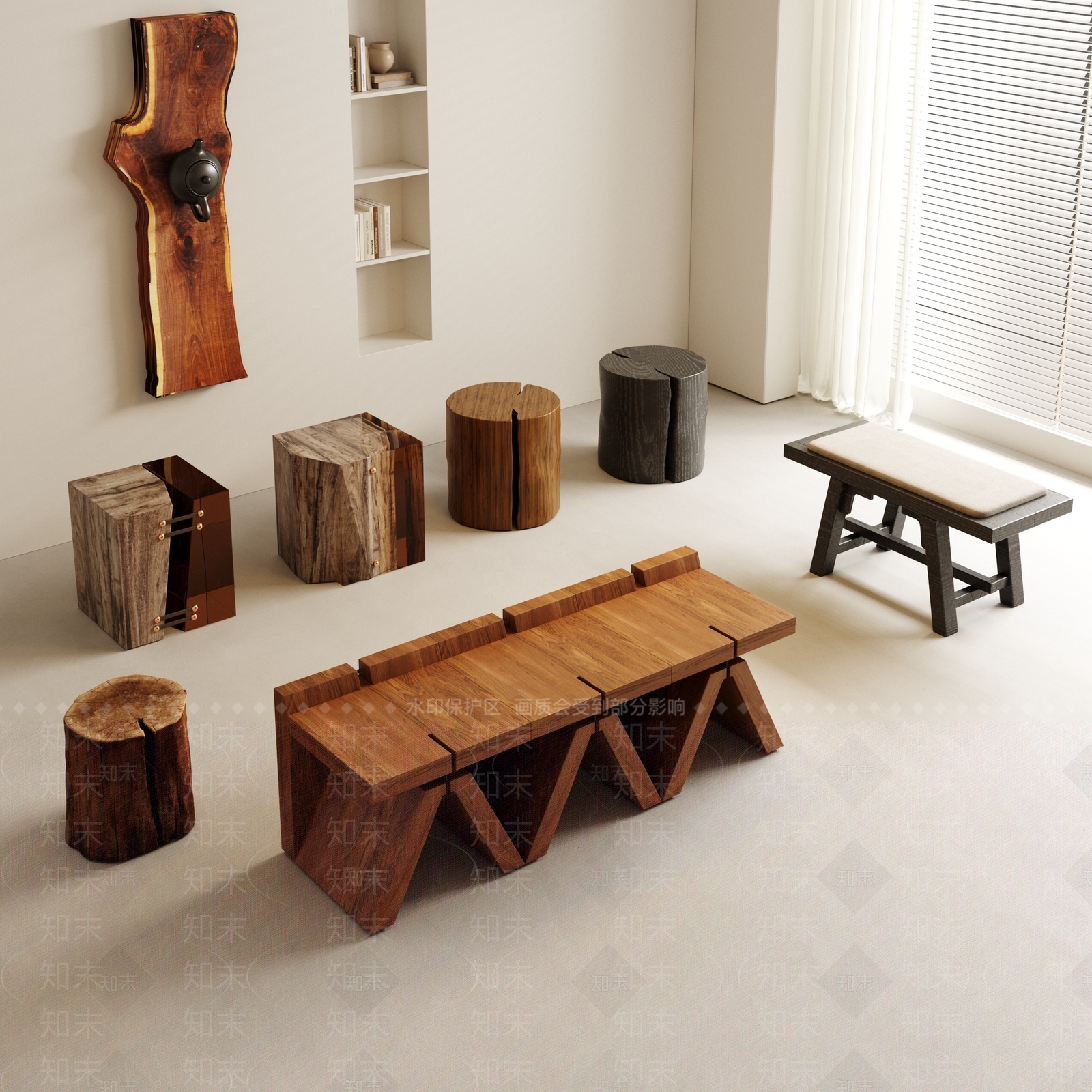 侘寂茶桌3D模型下载【ID:1143153298】