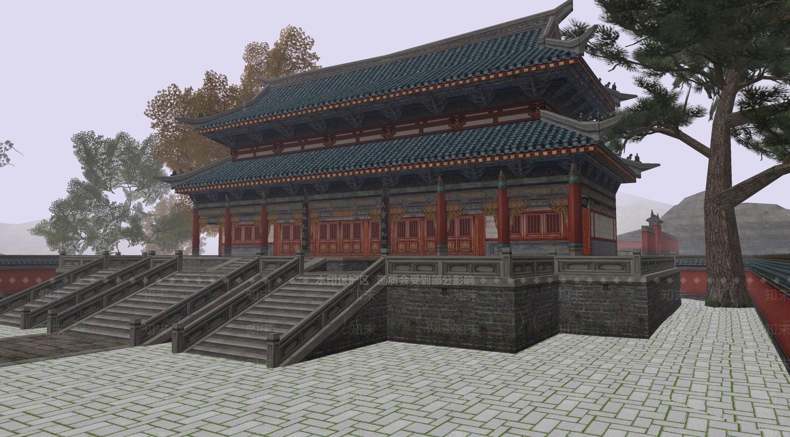 中式寺庙建筑SU模型下载【ID:1143162526】