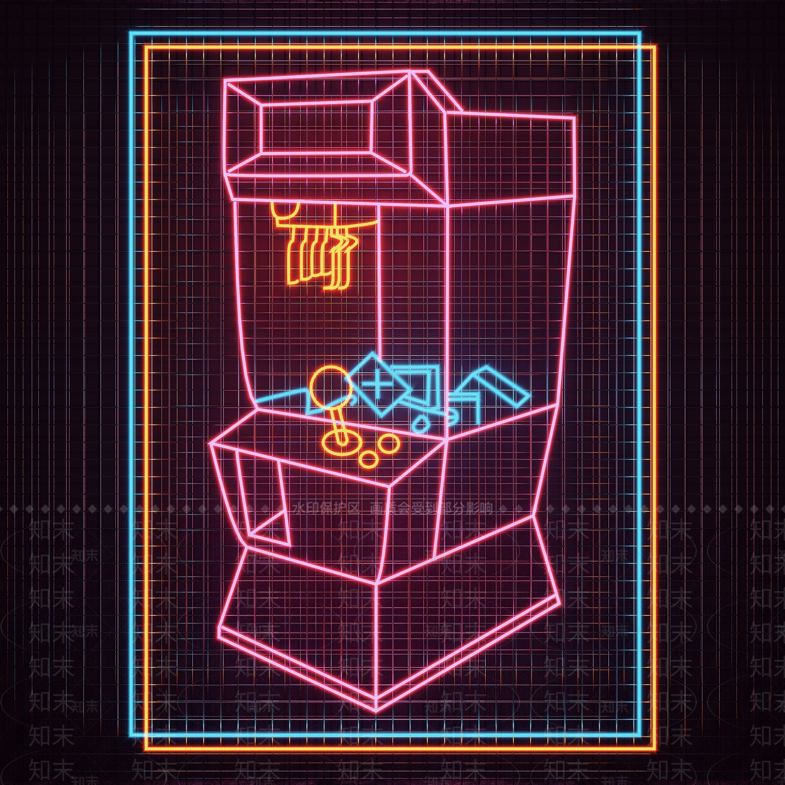 现代抓娃娃店霓虹灯3D模型下载【ID:1143162407】