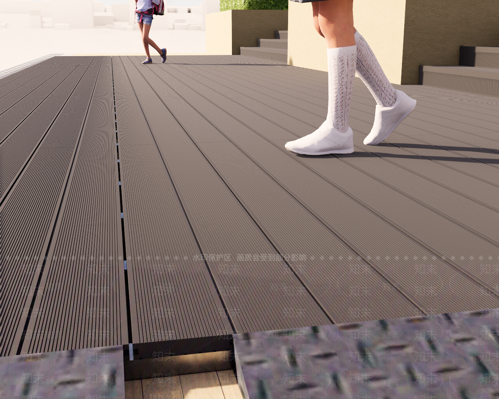现代庭院防腐木塑木地板SU模型下载【ID:1143164111】