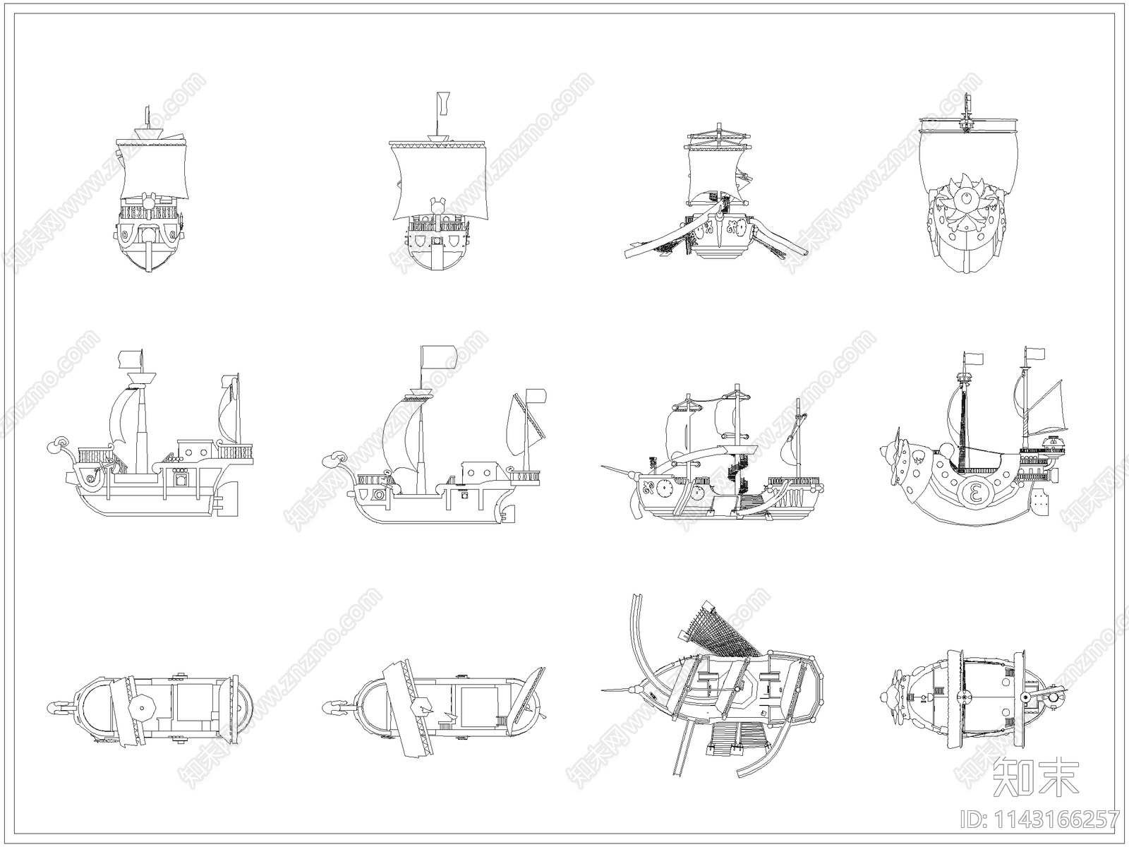 儿童游乐设施海盗船施工图下载【ID:1143166257】
