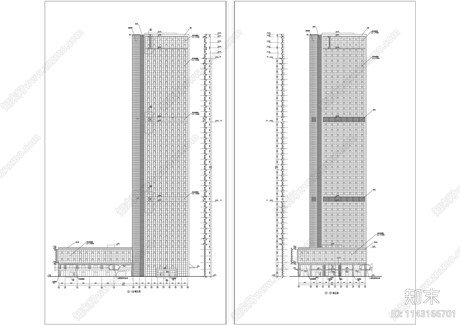 杭州迪凯国际商务中心办公楼建筑cad施工图下载【ID:1143166701】