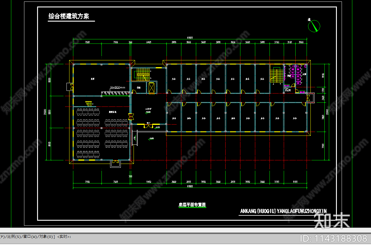 养老院建筑cad施工图下载【ID:1143188308】