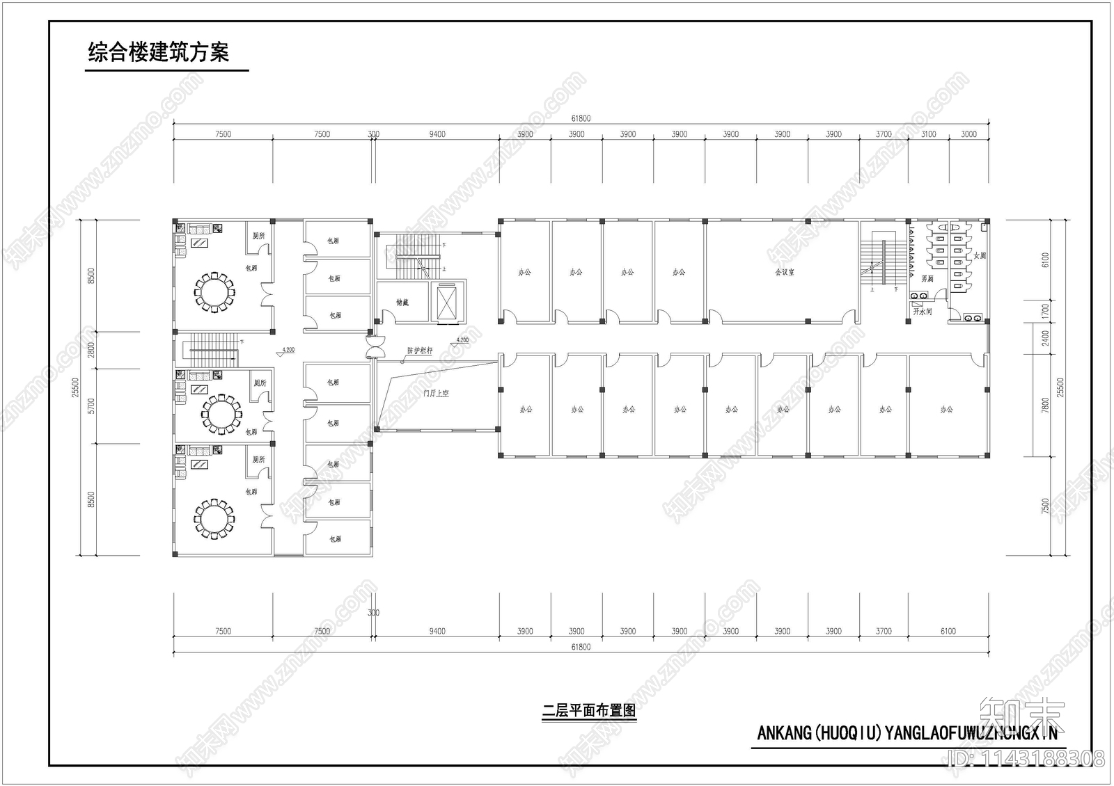 养老院建筑cad施工图下载【ID:1143188308】