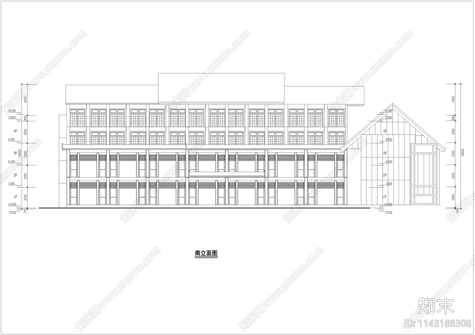 养老院建筑cad施工图下载【ID:1143188308】