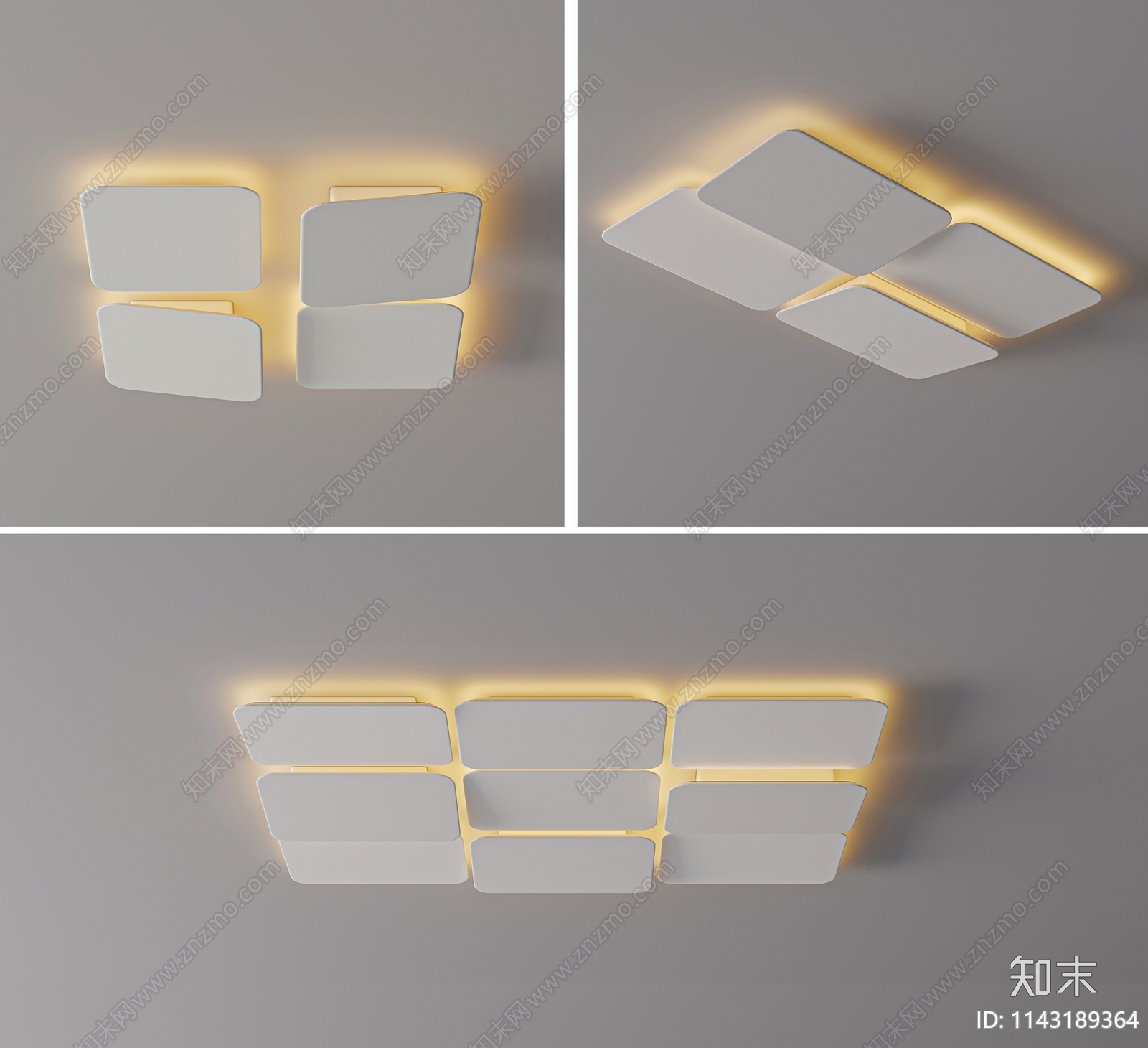 现代吸顶灯3D模型下载【ID:1143189364】