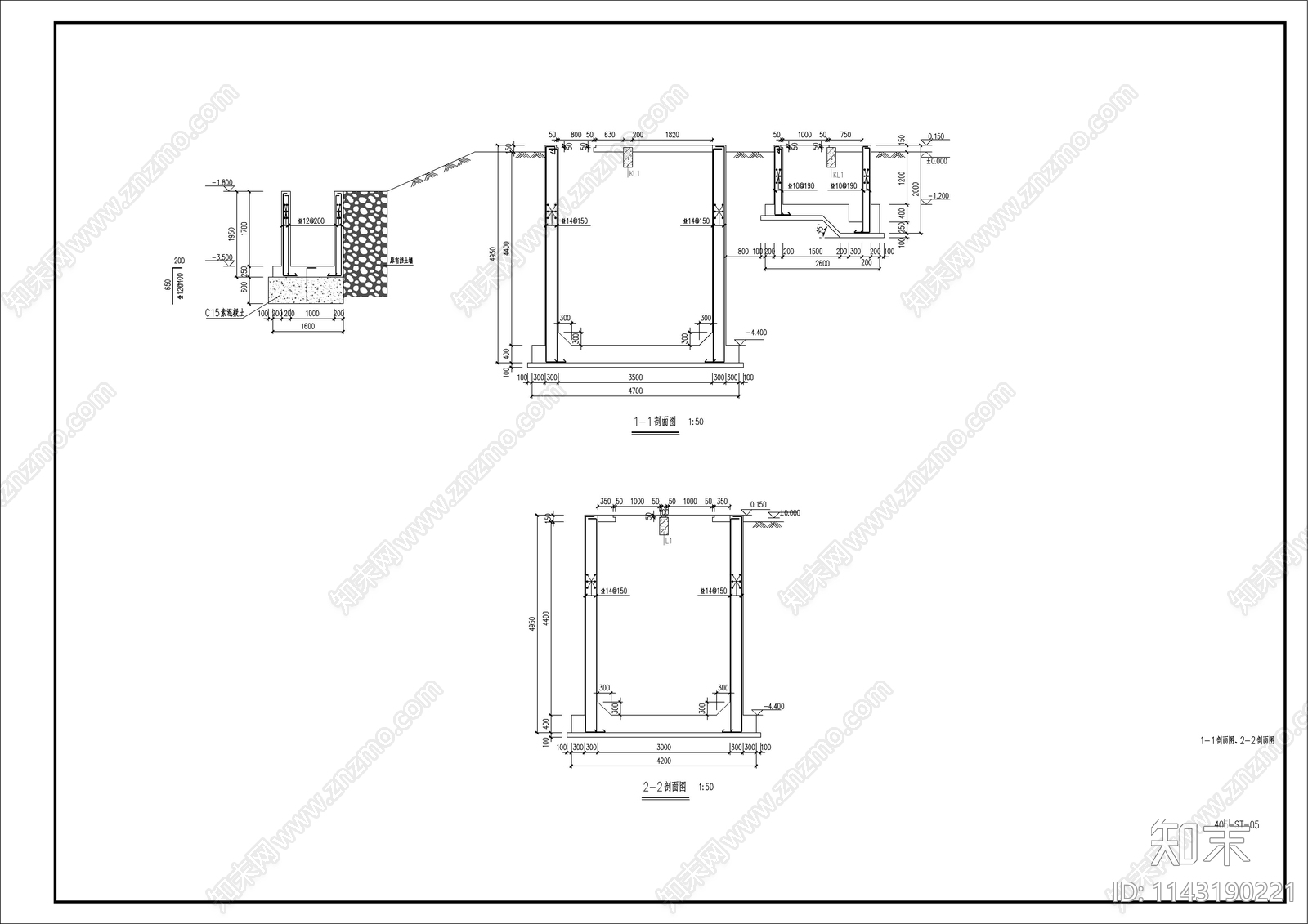 循环泵站钢支撑基坑开挖结构cad施工图下载【ID:1143190221】