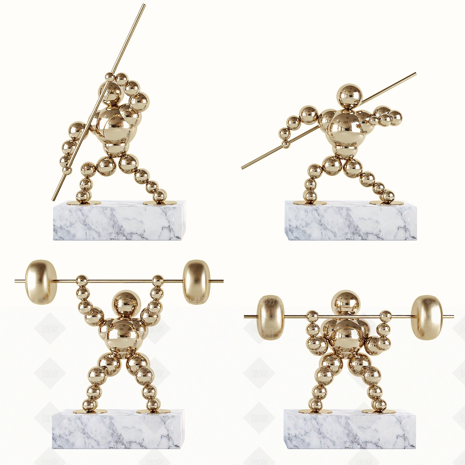 现代金属人物摆件组合3D模型下载【ID:1143462261】