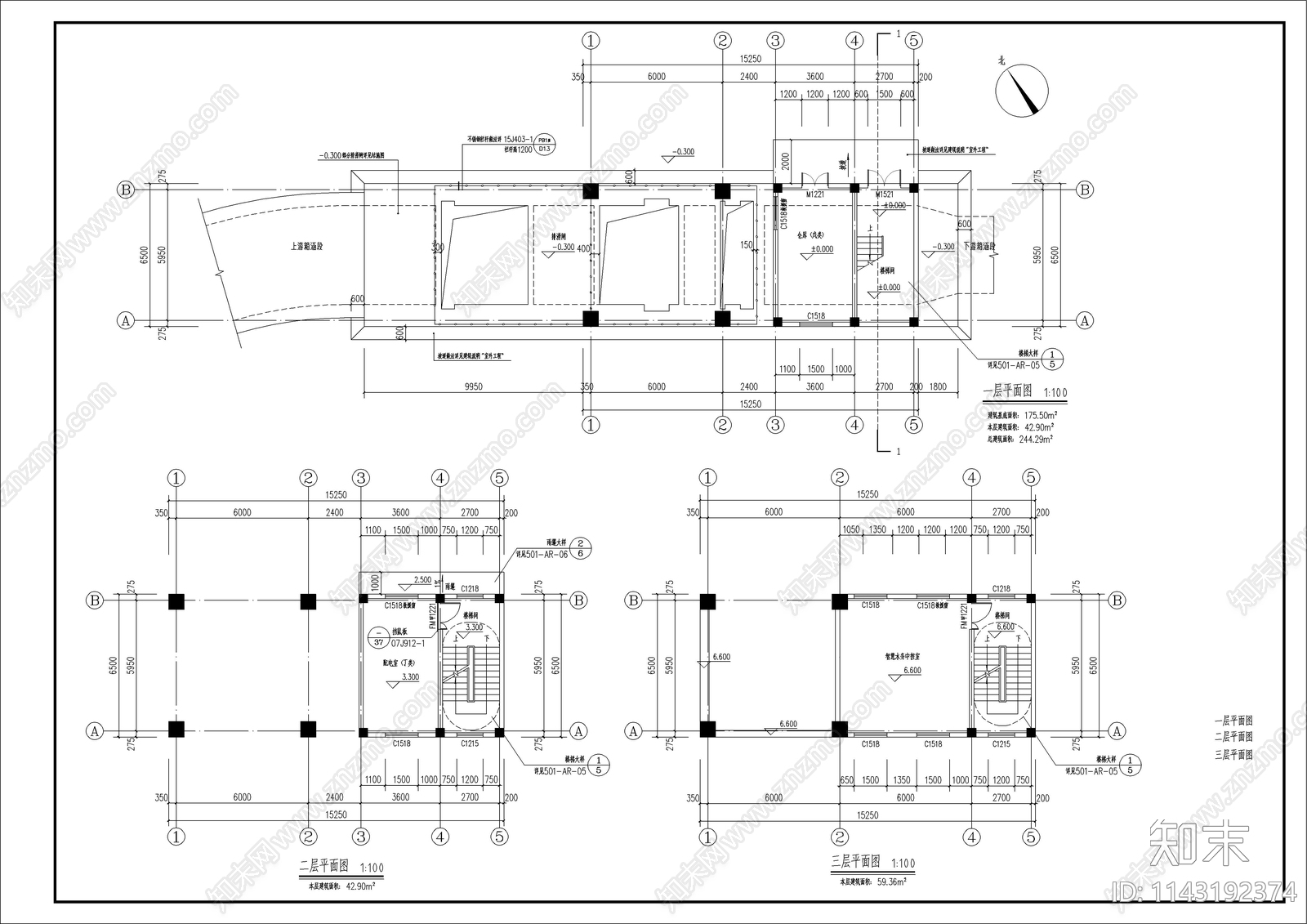 某水务公司排涝闸建筑cad施工图下载【ID:1143192374】