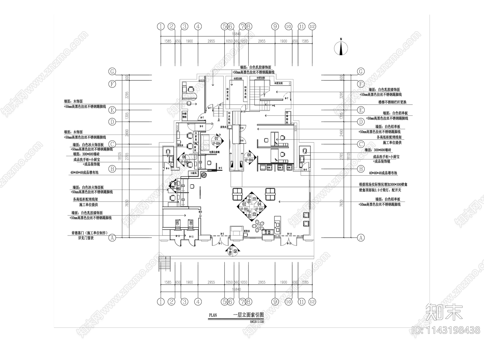 银行室内装修专业化全套cad施工图下载【ID:1143198438】