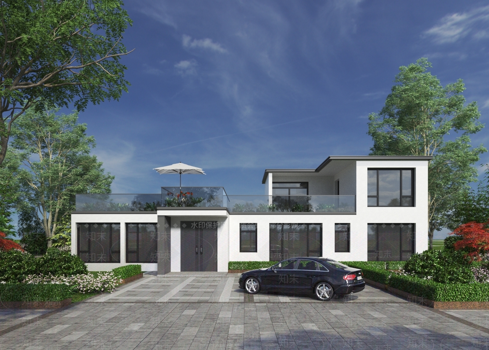 现代别墅建筑外观独栋别墅3D模型下载【ID:1143201055】