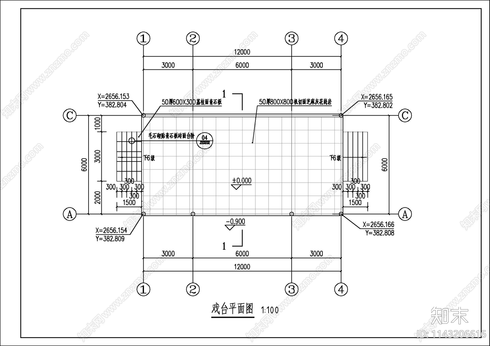 乡村仿古小舞台建筑cad施工图下载【ID:1143206616】