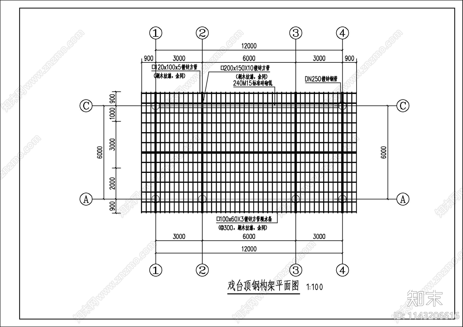 乡村仿古小舞台建筑cad施工图下载【ID:1143206616】