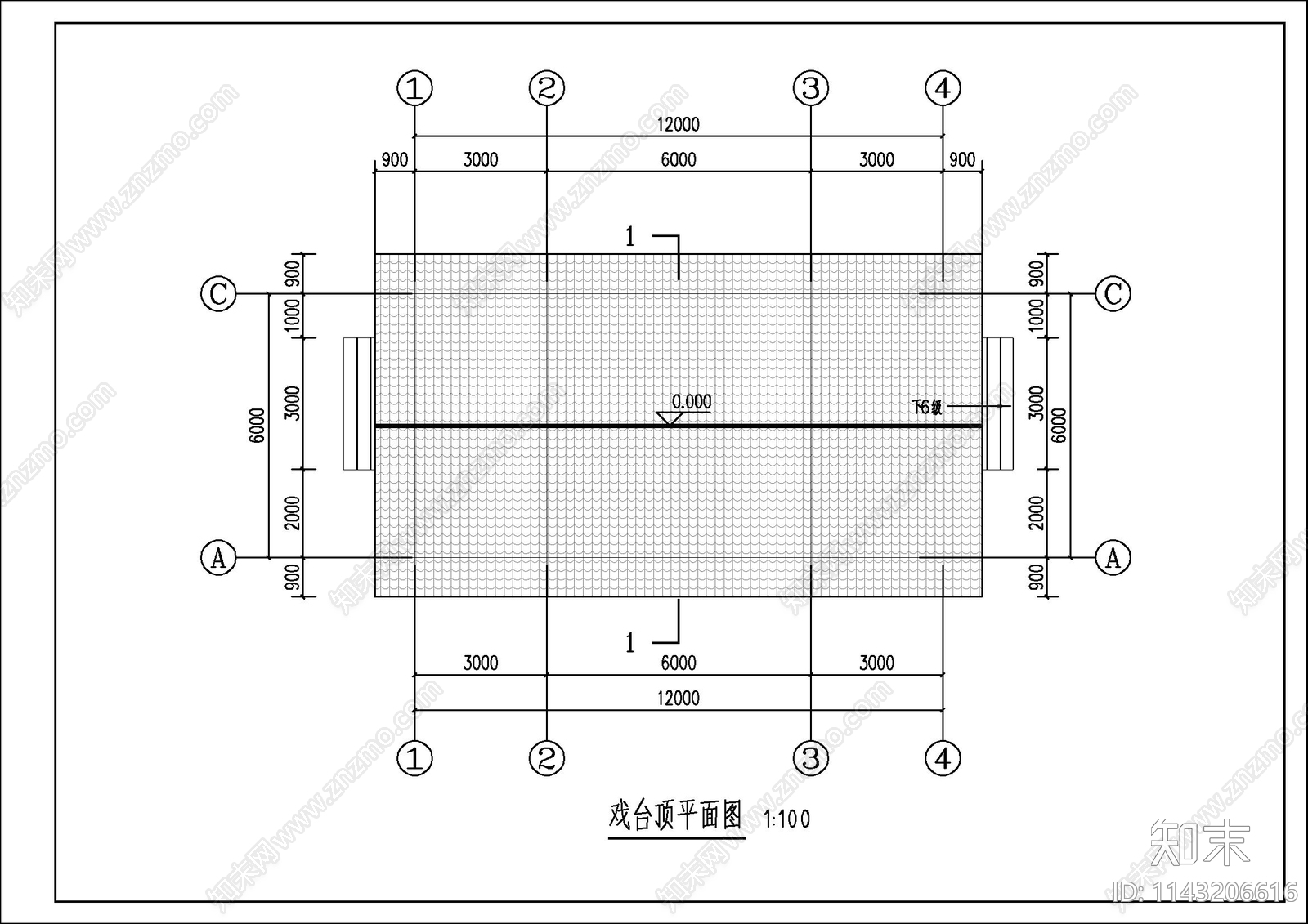乡村仿古小舞台建筑cad施工图下载【ID:1143206616】