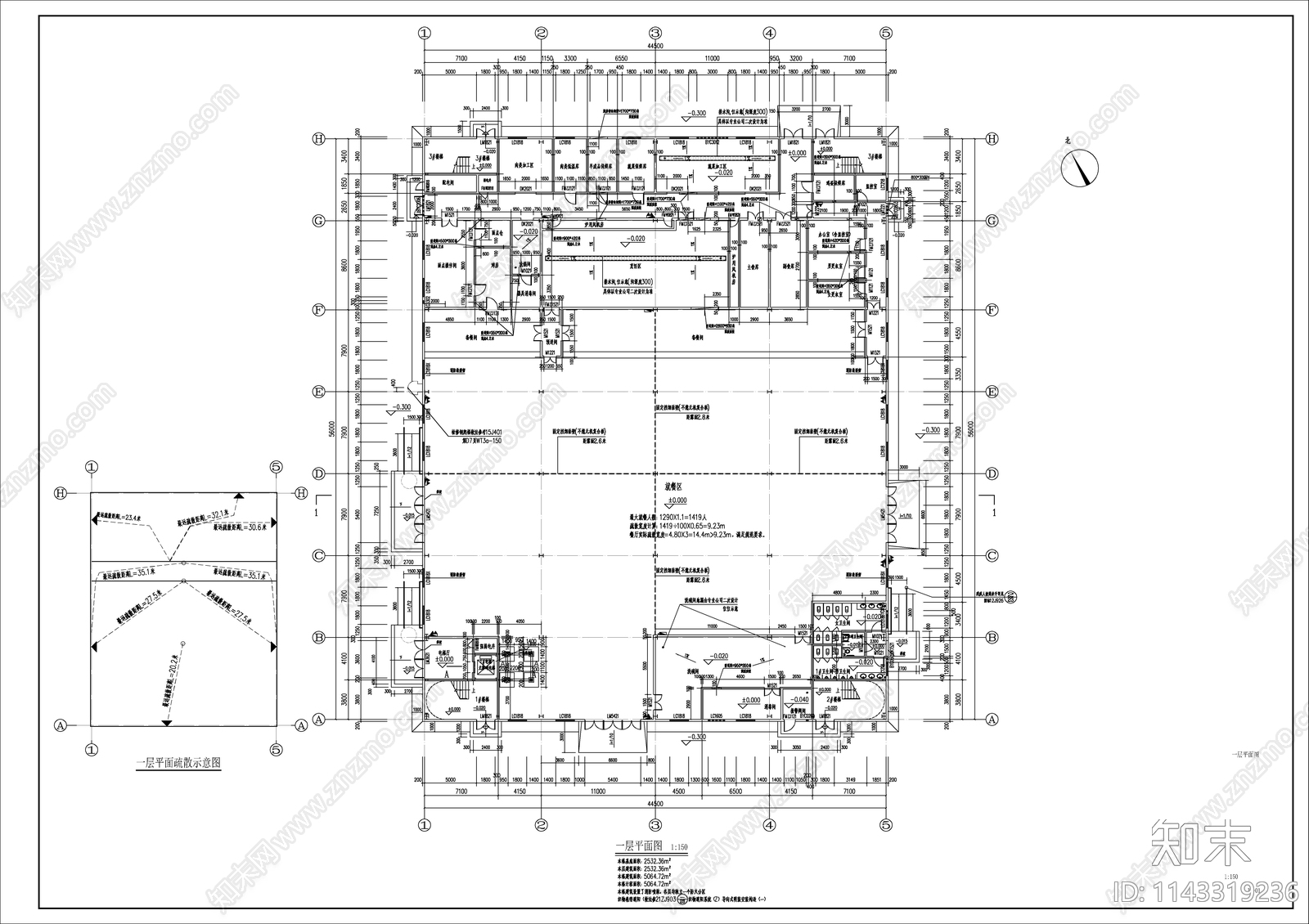 园区中型食堂建筑cad施工图下载【ID:1143319236】