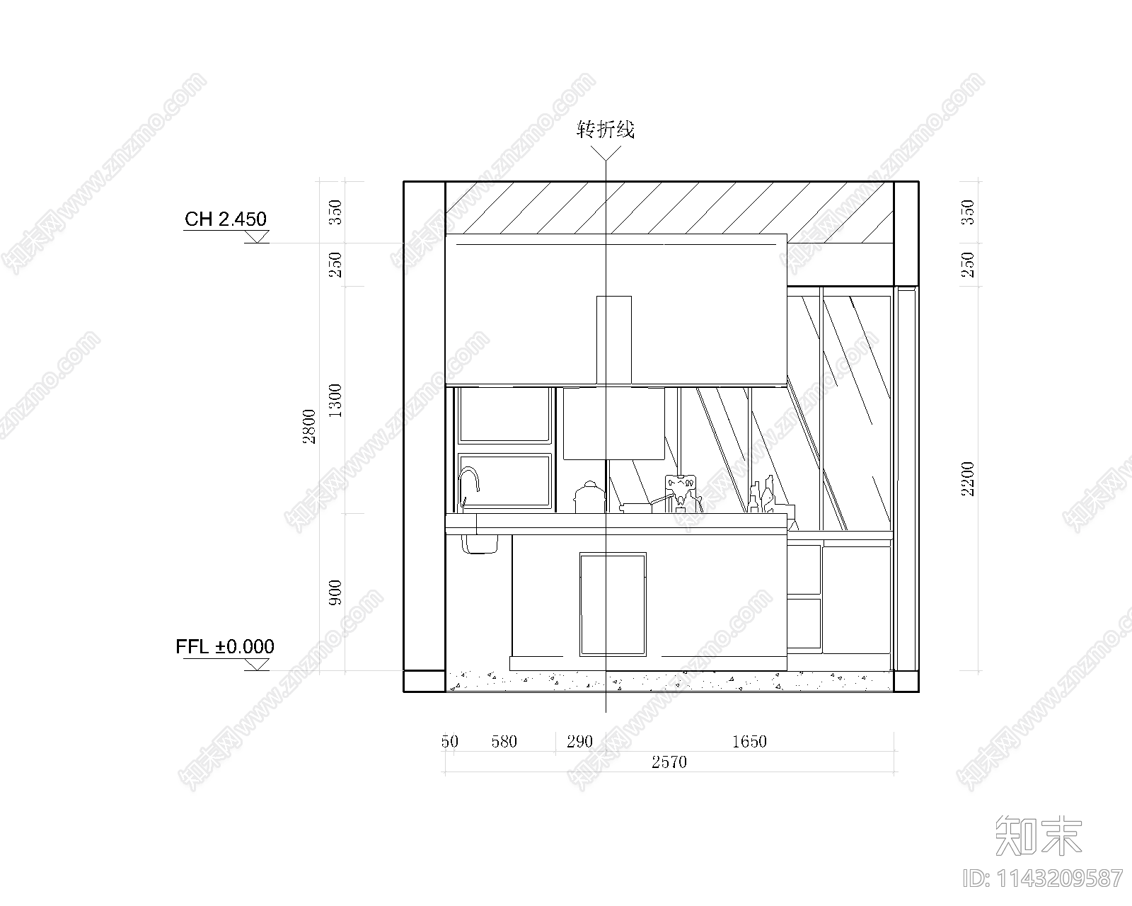 60㎡平层家装室内cad施工图下载【ID:1143209587】