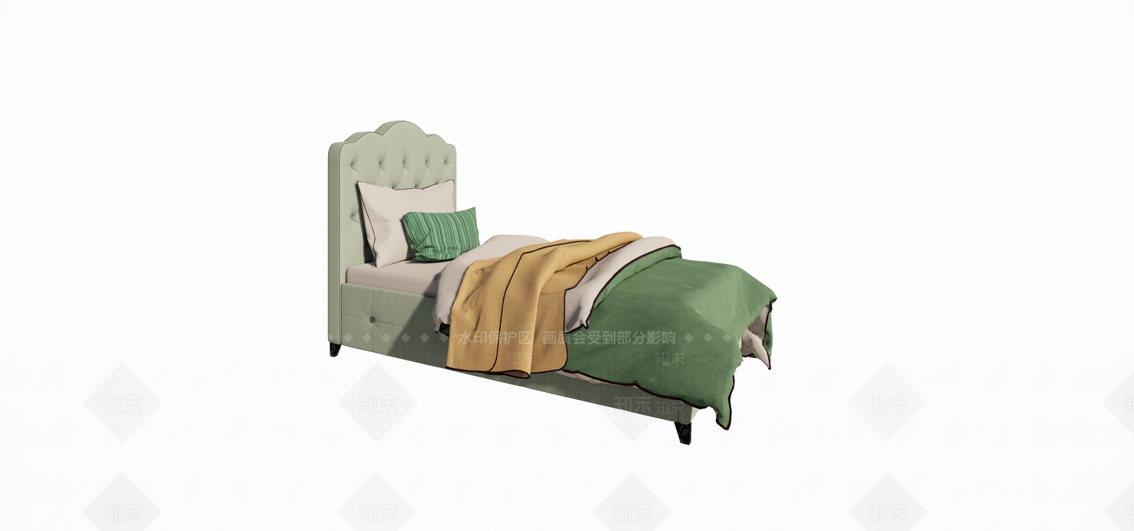 欧式单人床SU模型下载【ID:1143210904】