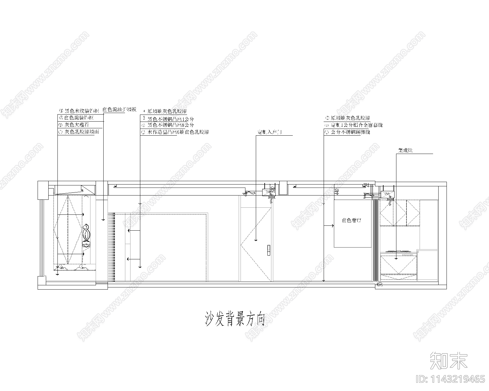 120㎡四居室平层家装cad施工图下载【ID:1143219465】