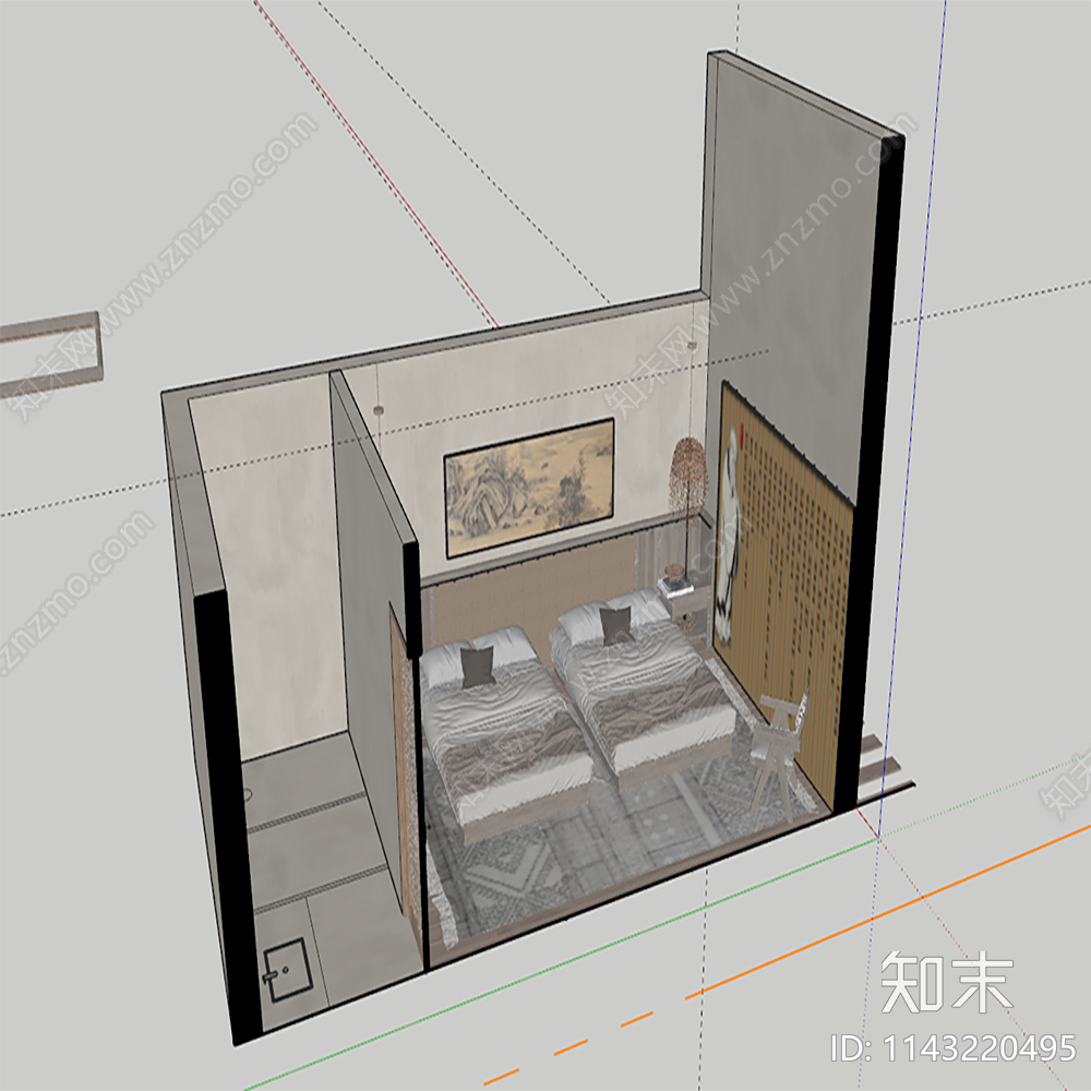 侘寂民宿内部SU模型下载【ID:1143220495】