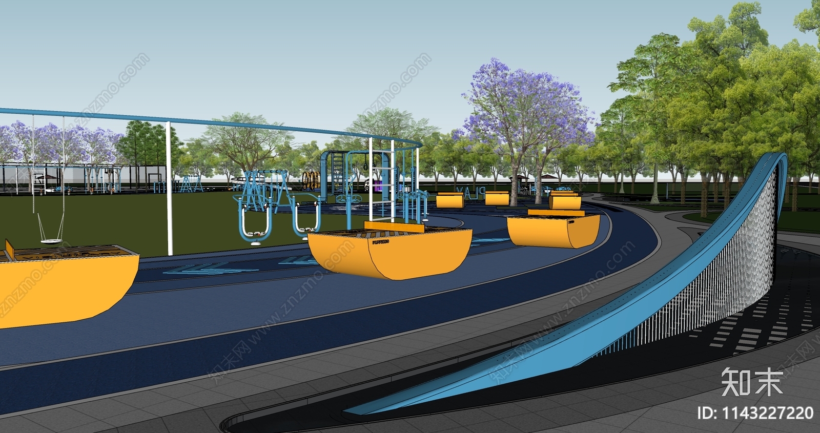 现代市政体育运动公园SU模型下载【ID:1143227220】