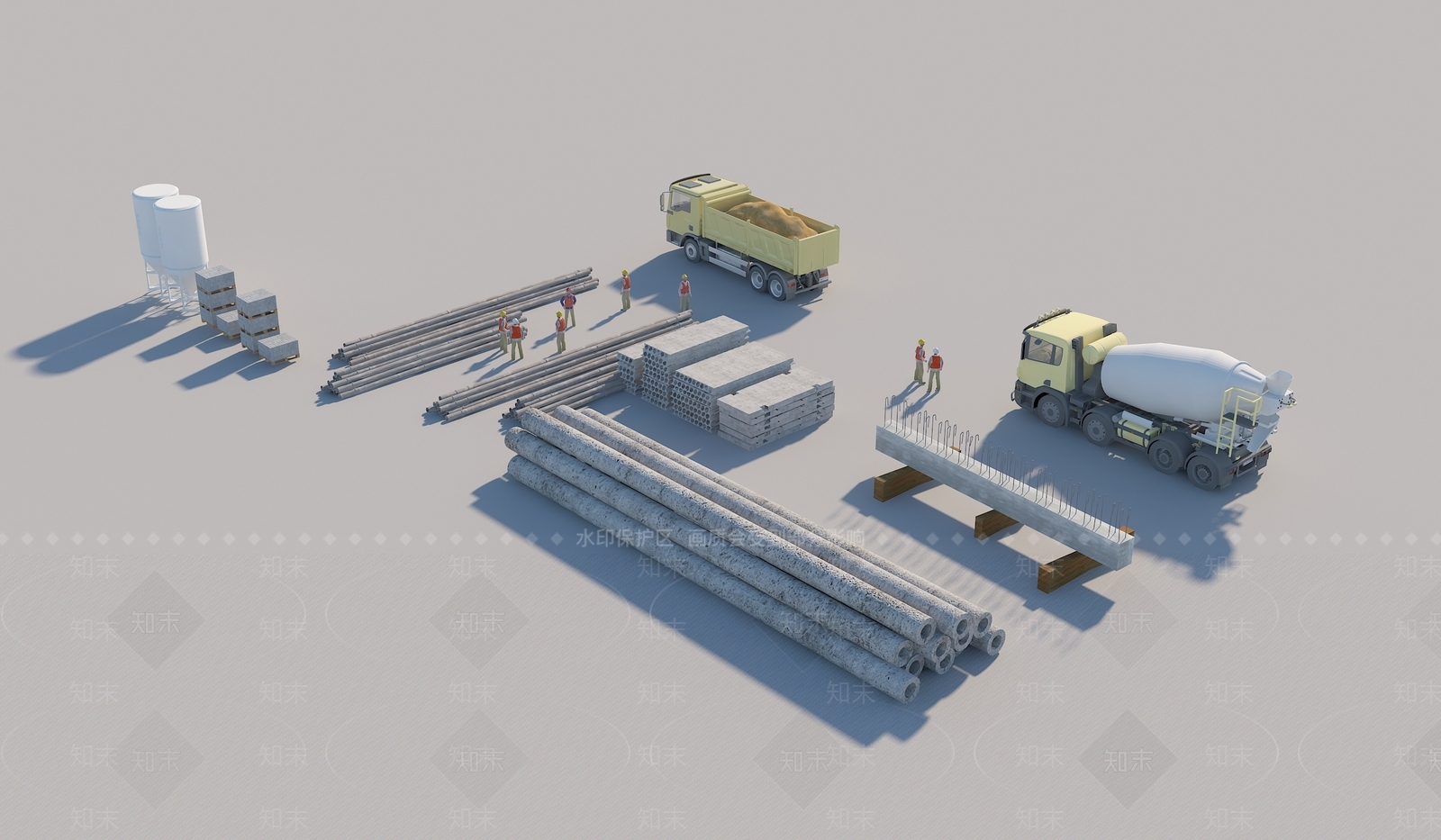 现代工地材料堆SU模型下载【ID:1143238060】